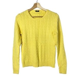 J. Crew Bright Yellow Crewneck Cable‎ Knit Sweater XS